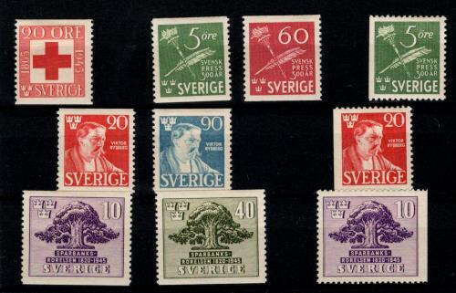 Suecia. Yvert Nº 312/8,313a,315a,317a.