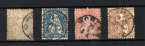 Suiza nº 33,36,38 y 40. Año 1862