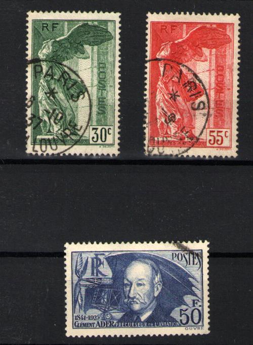 Francia nº 354/55 y 398. Años 1937-38