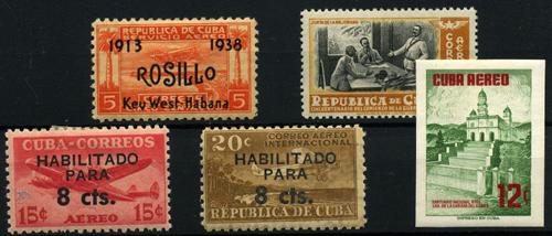 Cuba nº 30, 39, 148s, 232/3. Año 1936/61.