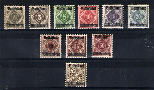 Württemberg (servicio) nº 90/92, 94/99 y 101. Año 1919