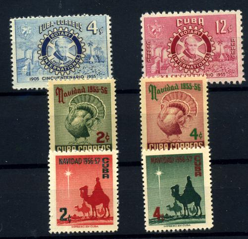 Cuba nº 419, 431/2, 445/6, A-107. Año 1955/56